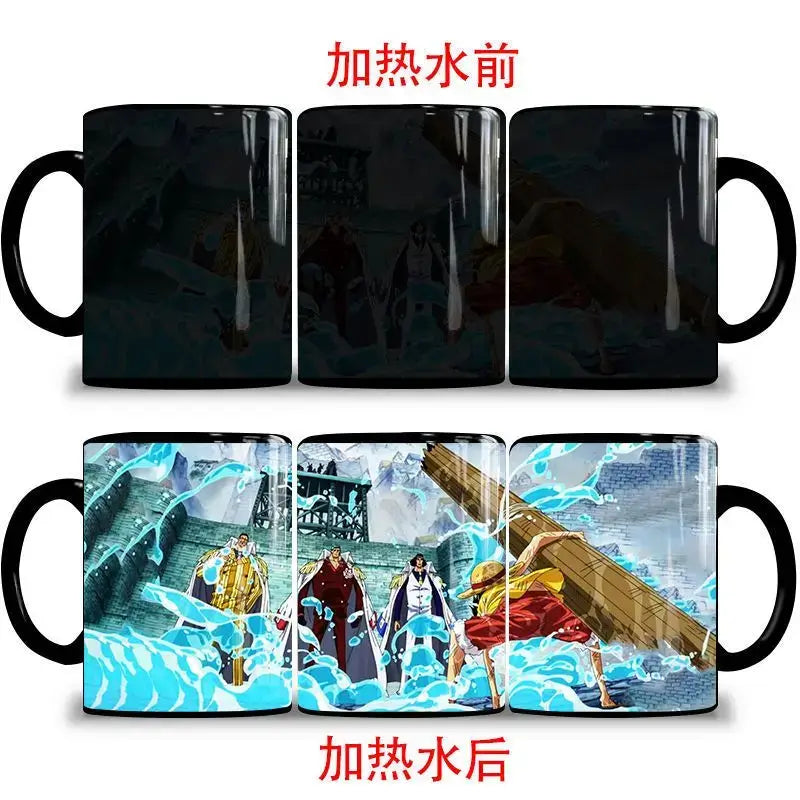 One Piece Color Changing Mug: Nika Luffy & Ace Magic Cup
