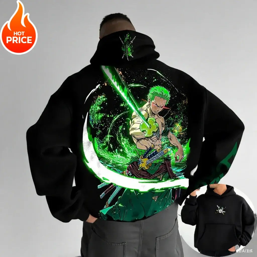 One Piece Zoro Hoodie: Vintage Y2K Oversized Streetwear