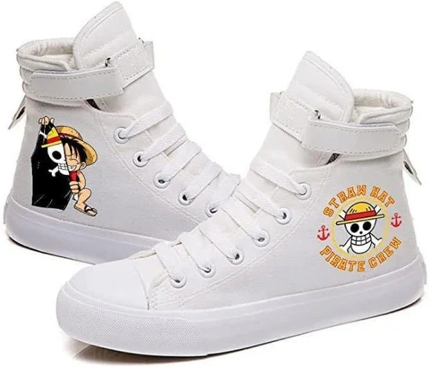 One Piece Luffy High Top Shoes: Autumn Winter Anime Sneakers