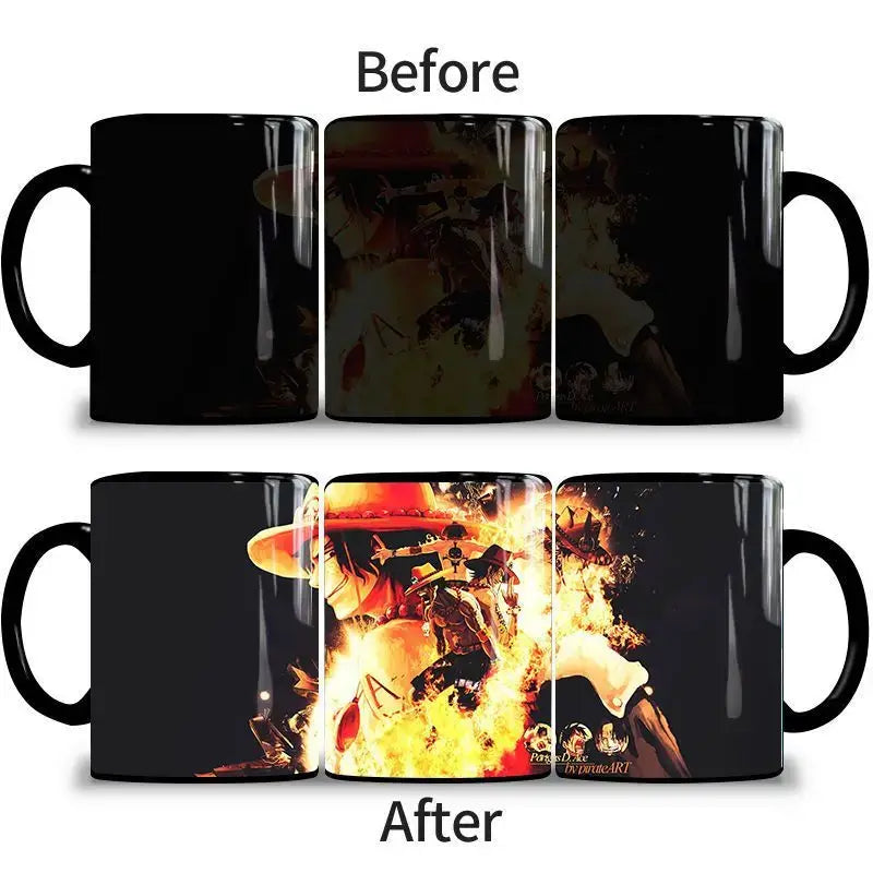 One Piece Color Changing Mug: Nika Luffy & Ace Magic Cup