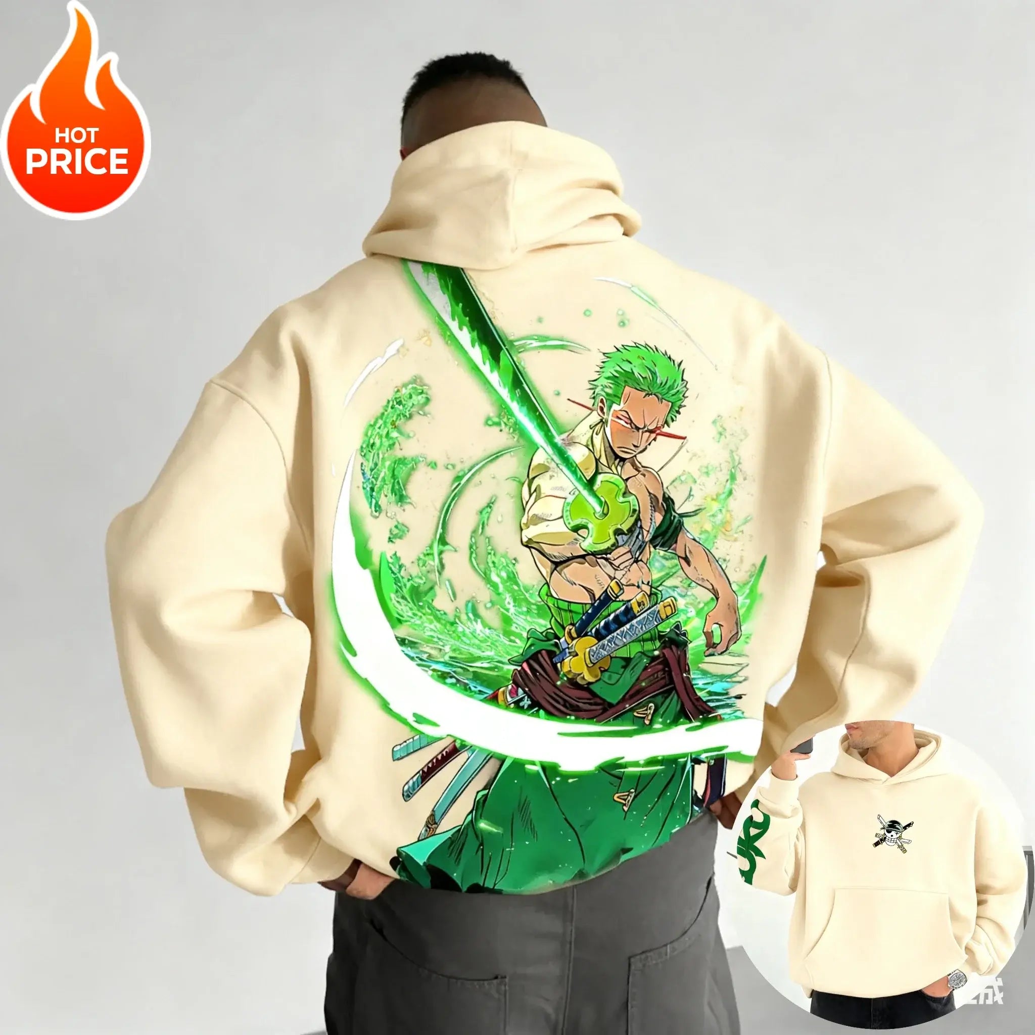 One Piece Zoro Hoodie: Vintage Y2K Oversized Streetwear