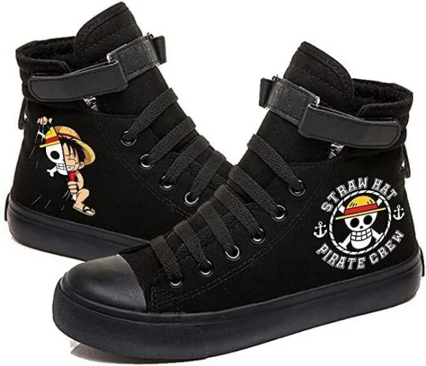 One Piece Luffy High Top Shoes: Autumn Winter Anime Sneakers