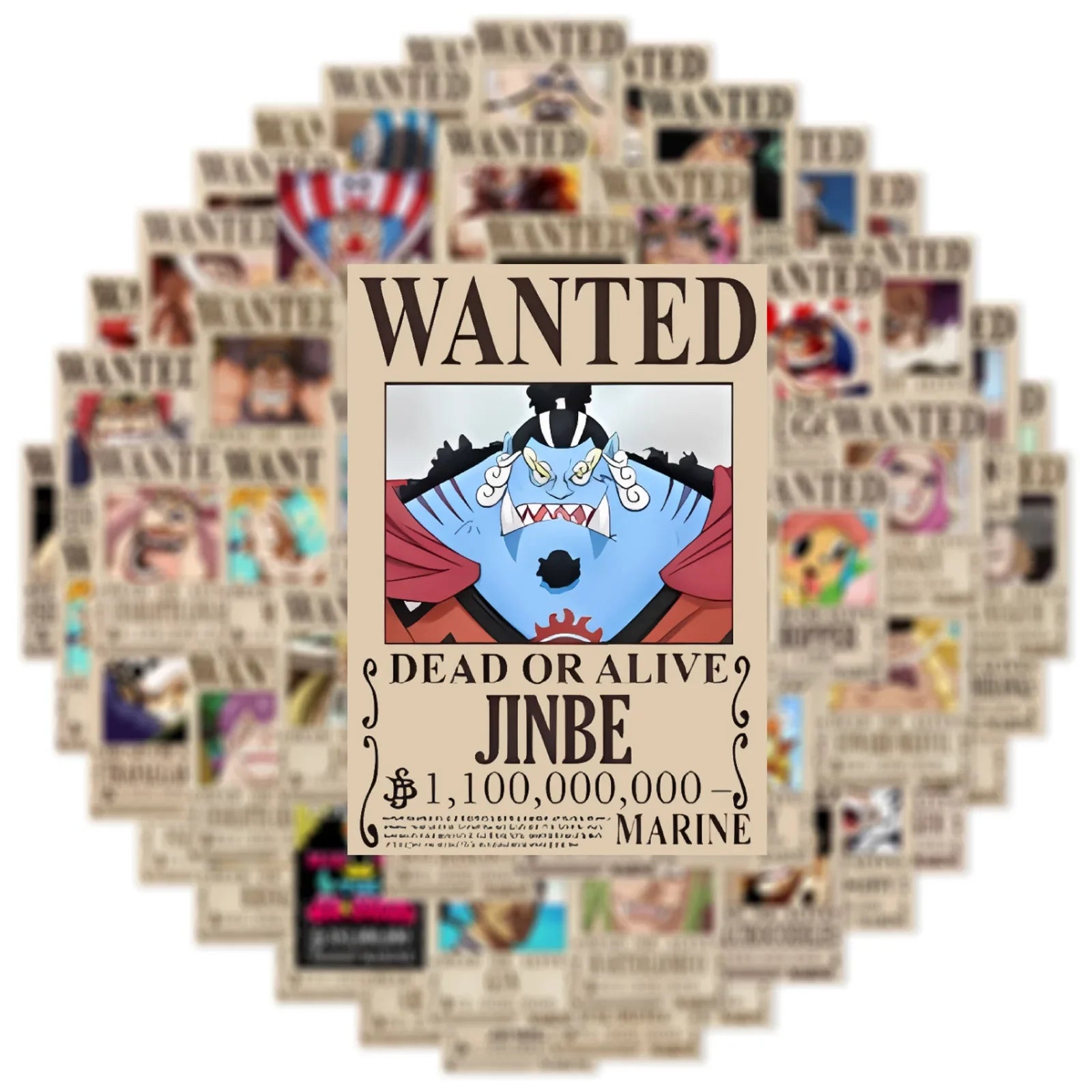 One Piece Wanted Posters Stickers: 50pcs Cool Anime Decals
