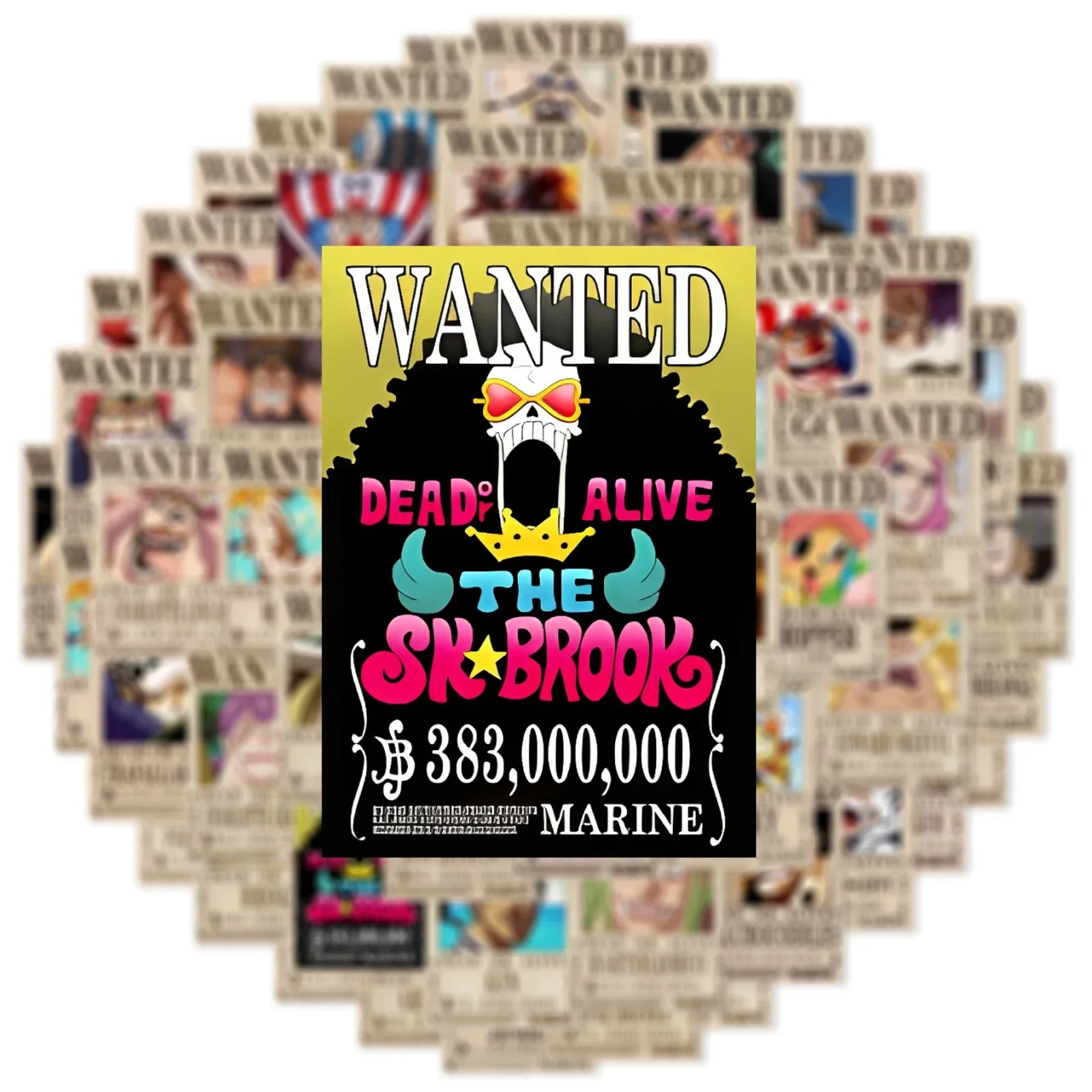 One Piece Wanted Posters Stickers: 50pcs Cool Anime Decals